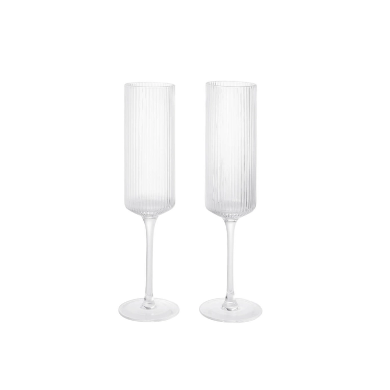 Carafe & verre Set de 2 flûtes à Champagne RIPPLE Transparent FERM LIVING