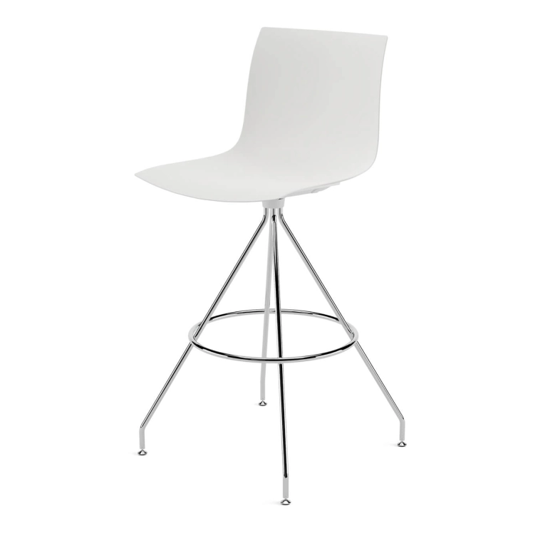 Bar Stool CATIFA RE 46, H 75 White, Chrome Base ARPER