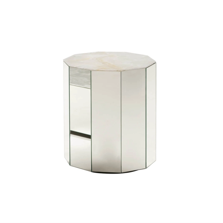 Table d'appoint guéridon COLONNA Ø 40 Marbre Onyx TACCHINI