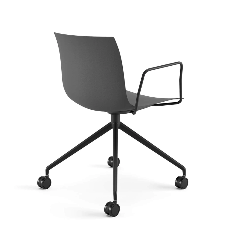Chair with armrests CATIFA RE 46 Grey, 4-Leg Base, Black Legs ARPER
