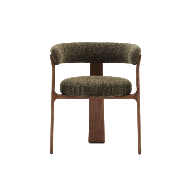 GRANITE 3 pieds Tissu Chenille vert / Frêne finition Noyer KAVE HOME