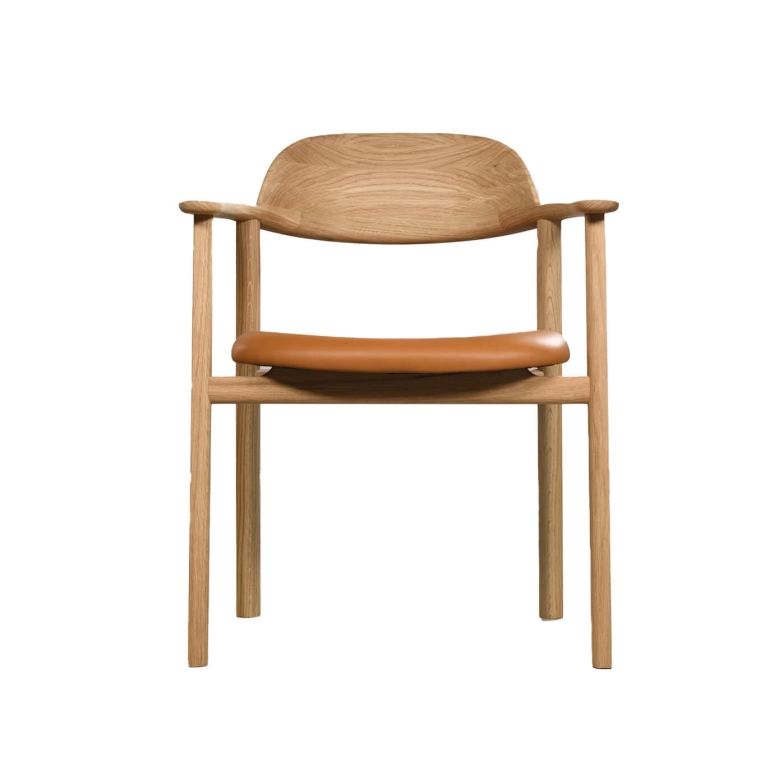Dining Chair MATI leather Nappa 10032 Cognac White Oak ZANAT