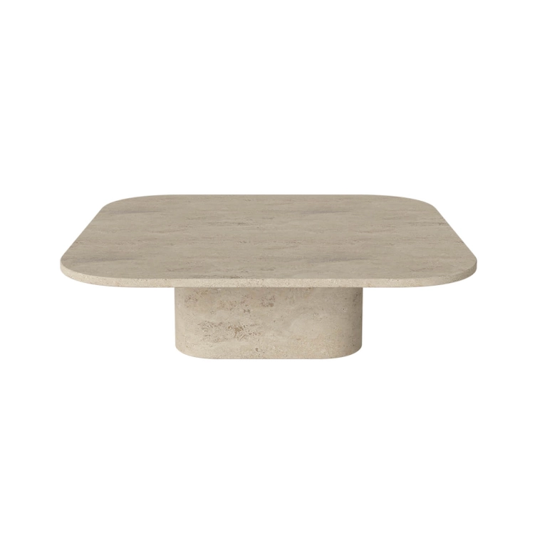 Table basse EIDA 100x100 H 28 Travertin Sable BOLIA