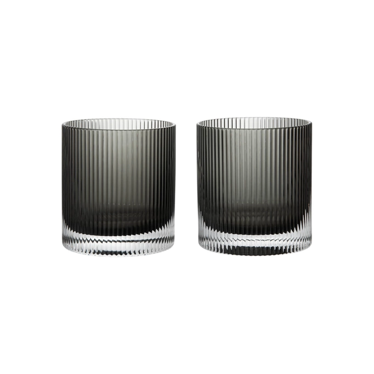 Carafe & verre Set de 2 verres Tumbler RIPPLE Gris Fumé FERM LIVING