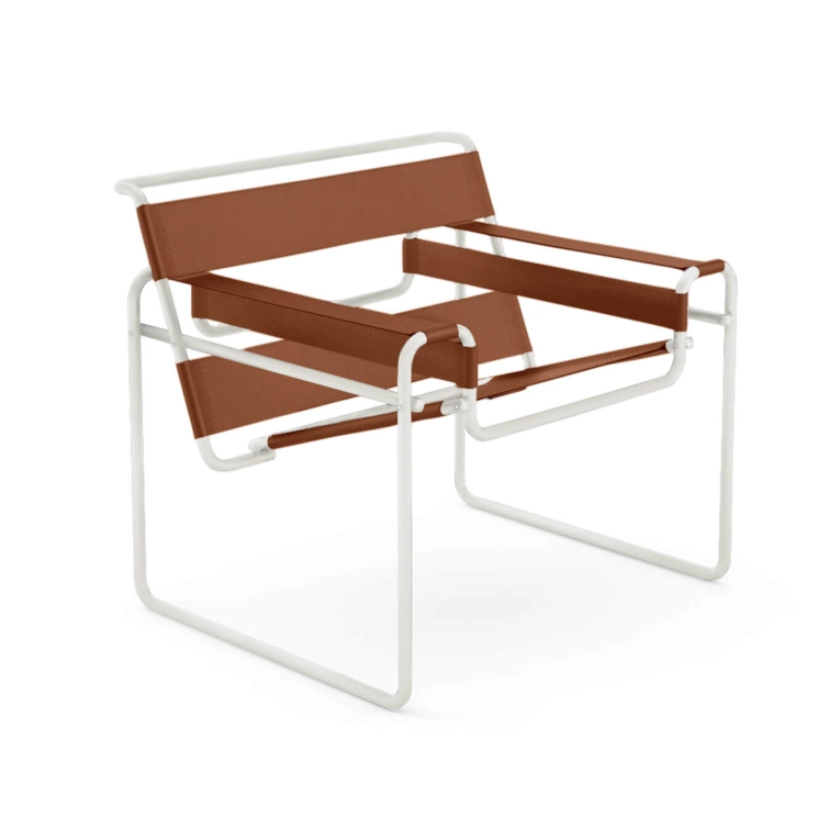 Fauteuil WASSILY Blanc mat/ Cognac KNOLL