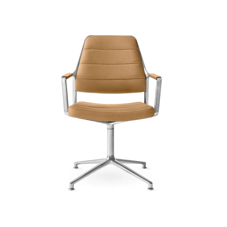 SWIVEL CHAIR 455 à patins cuir Camel / Aluminium poli VIPP