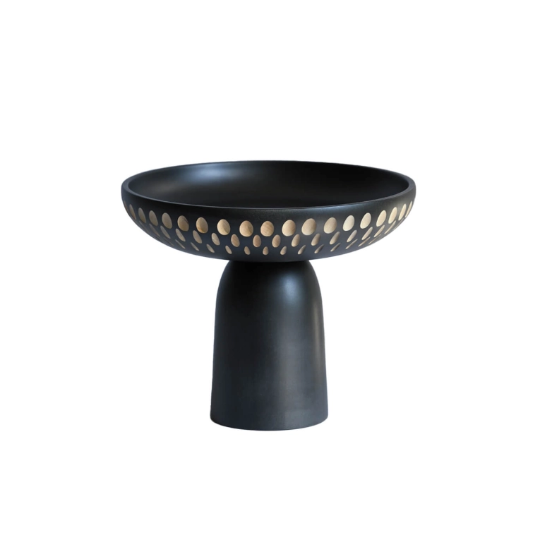 Centre de table & corbeille NERA bowl larges gouttes de pluie noir et blanc Érable noir ZANAT