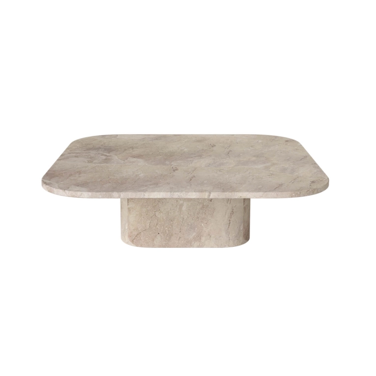 Table basse EIDA 100x100 H 28 Marbre Beige BOLIA