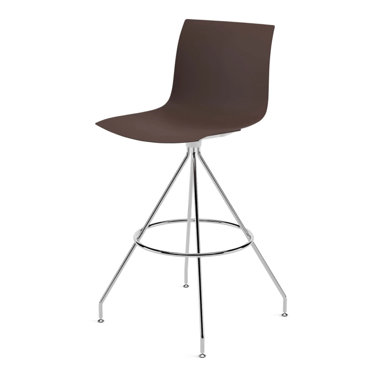 Bar Stool CATIFA RE 46, H 75 Brown, Chrome Base ARPER