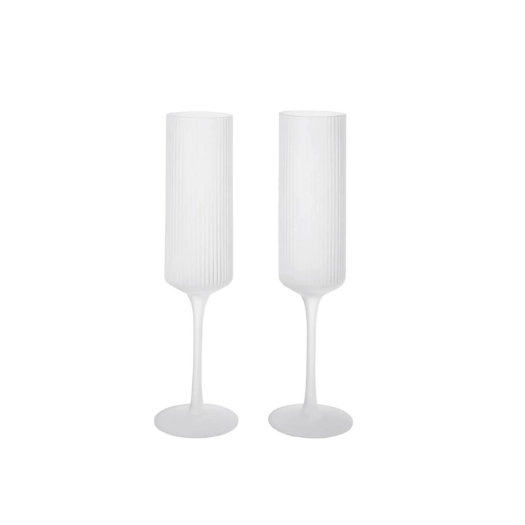 Carafe & verre Set de 2 flûtes à Champagne RIPPLE Givré FERM LIVING