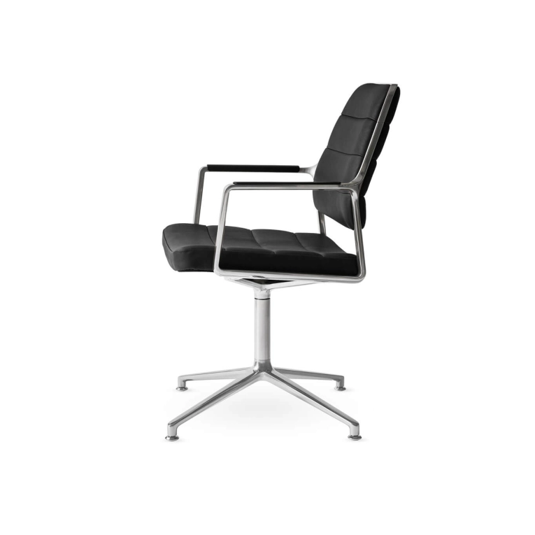 SWIVEL CHAIR 455 à patins cuir Noir / Aluminium poli VIPP