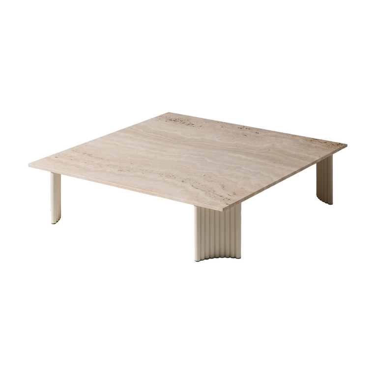 Table basse extérieure VIDALENTA 120x120 Travertin/ Blanc Panna CASSINA