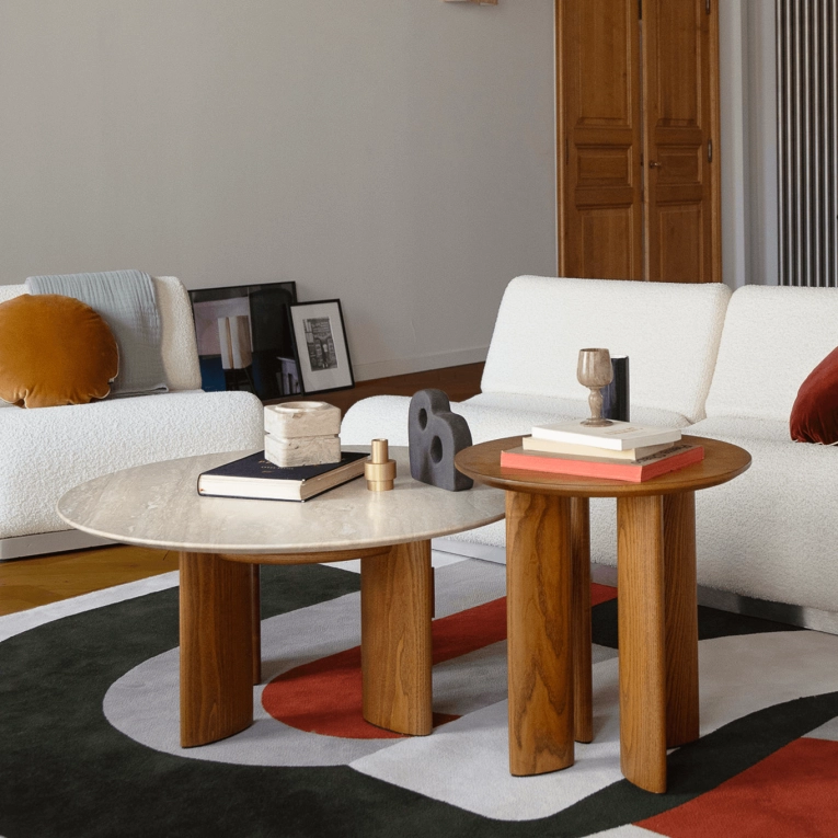 Table basse CARLOTTA Travertin / Iroko THE SOCIALITE FAMILY