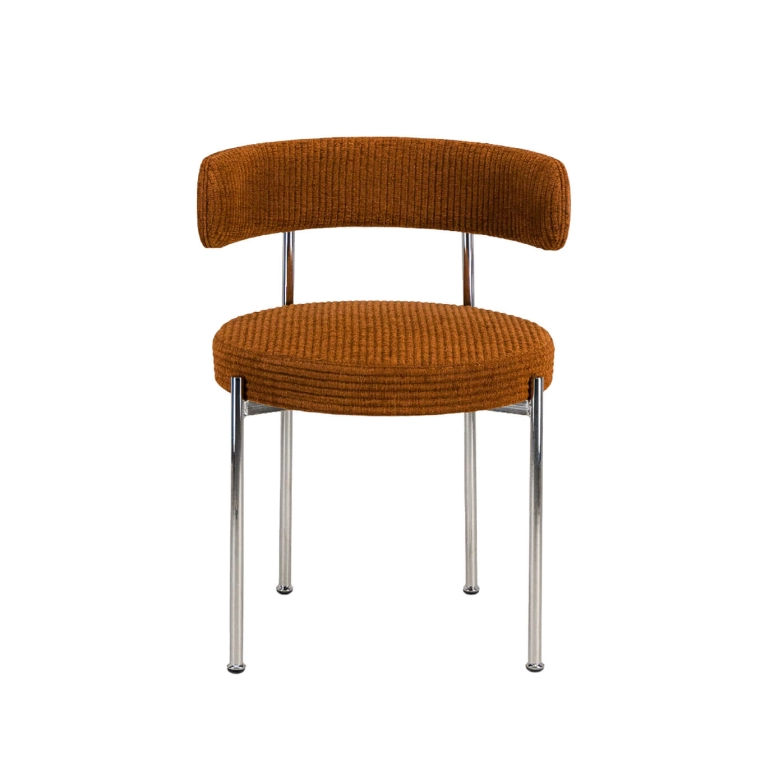 Chaise LIBERA Chenille Côtelée Marron / Chrome THE SOCIALITE FAMILY