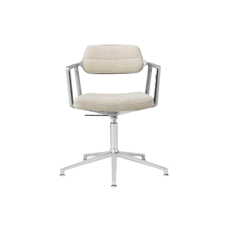 SWIVEL CHAIR 453+ à patins tissu Off-White / Aluminium poli VIPP