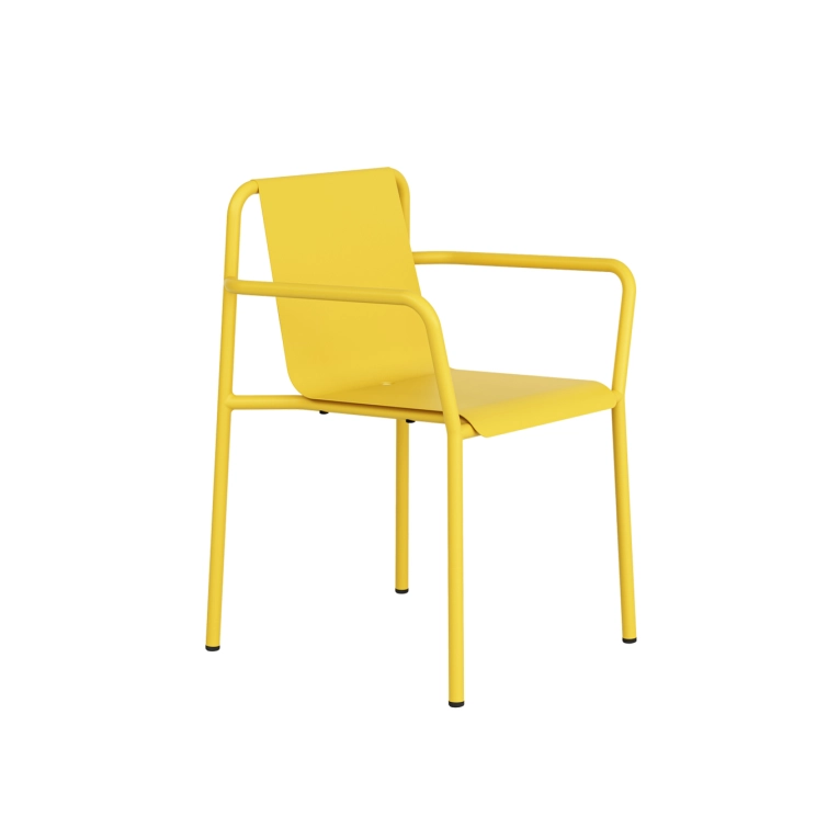 Chaise extérieure PANORAMA Jaune Soleil avec accoudoirs TIPTOE