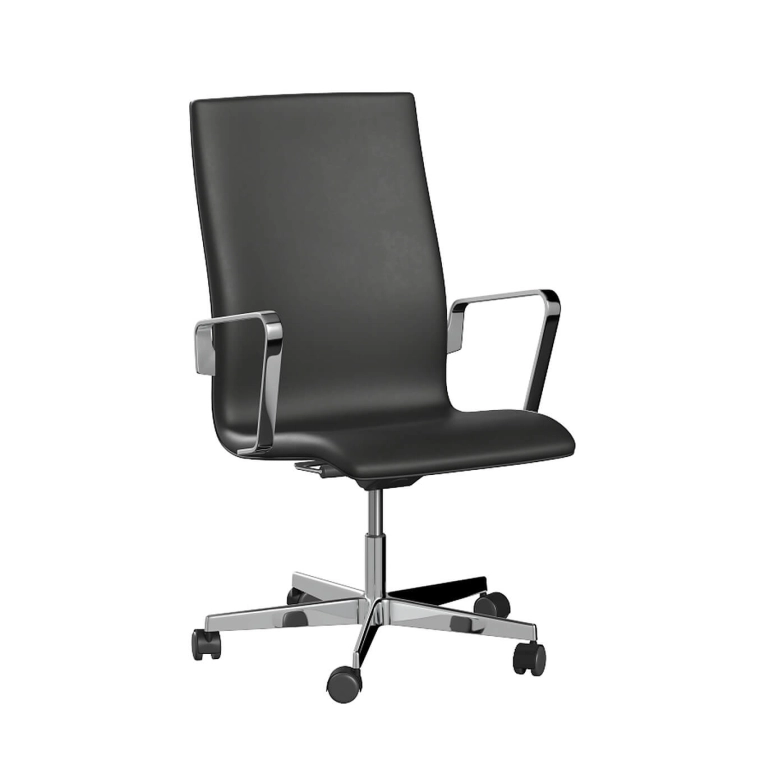 Fauteuil de bureau OXFORD 3293W dossier moyen accoudoirs Essential/Noir acier chromé FRITZ HANSEN