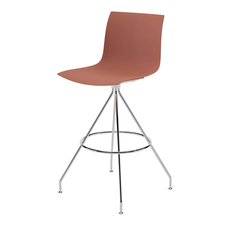 Bar Stool CATIFA RE 46, H 75 Orange, Chrome Base ARPER