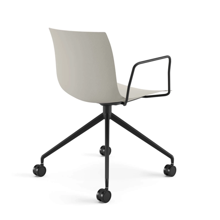 Chair with armrests CATIFA RE 46 Beige, 4-Leg Base, Black Legs ARPER