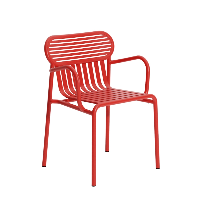 Chaise extérieure WEEK-END avec accoudoirs Rouge PETITE FRITURE