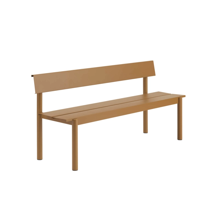 Banc extérieur LINEAR STEEL avec dossier L 170 Orange brûlé MUUTO