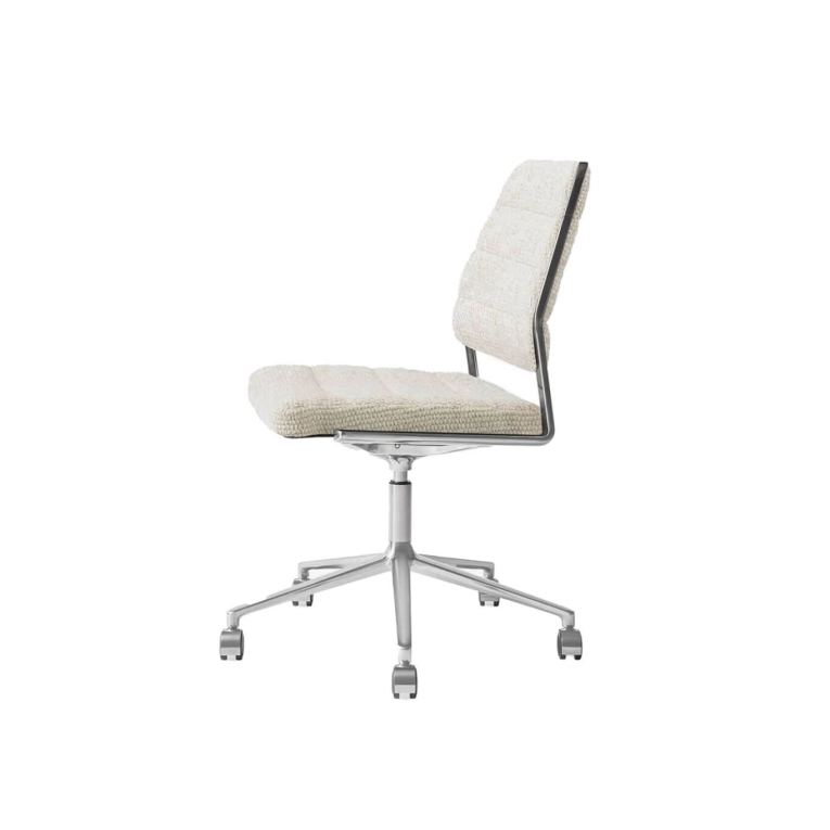 SWIVEL CHAIR 454+ à roulettes tissu Wavy / Aluminium poli VIPP