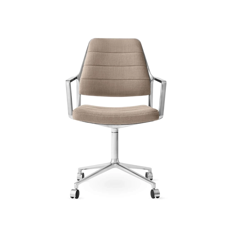 SWIVEL CHAIR 455 à roulettes tissu Tide / Aluminium poli VIPP