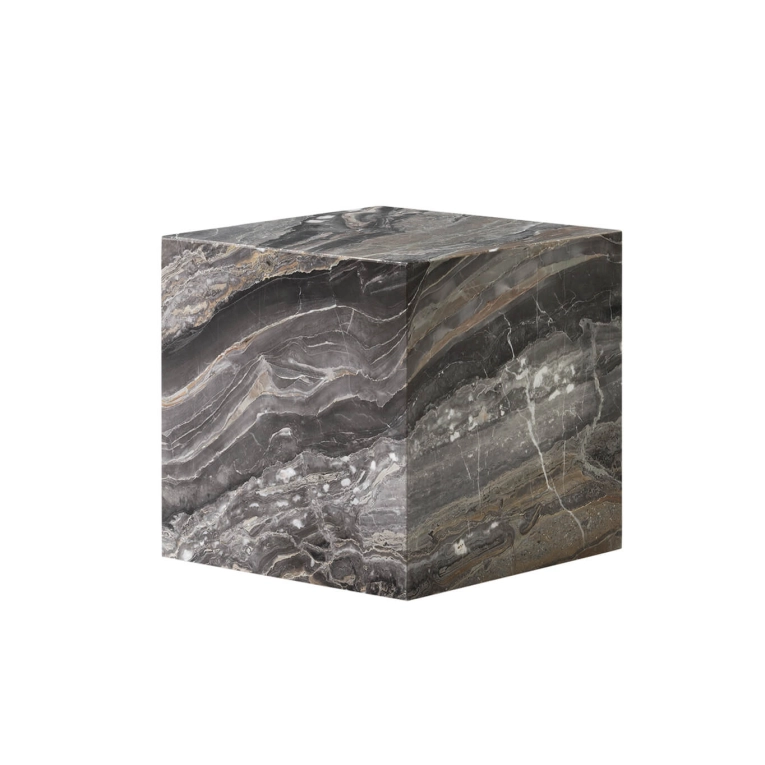 Table d'appoint guéridon PLINTH CUBIC Marbre Grey Galaxy AUDO COPENHAGEN
