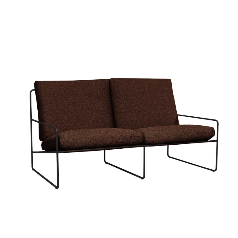 Canapé extérieur DESERT 2 Places Marron Accoudoirs Noirs FERM LIVING
