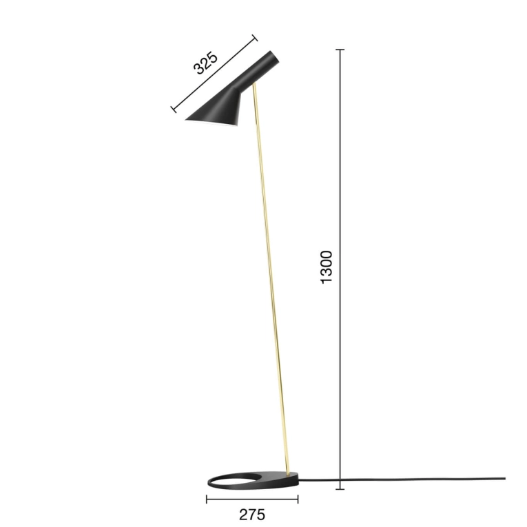 Lampadaire AJ FLOOR Noir / Laiton LOUIS POULSEN
