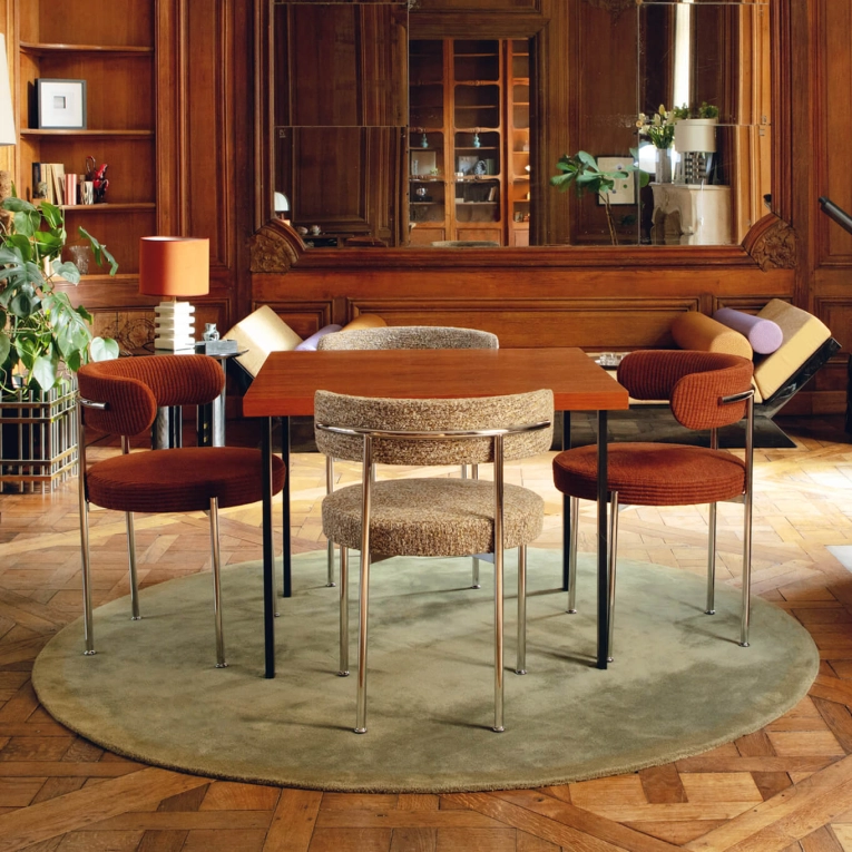 Chaise LIBERA Tweed Marron et Vert / Chrome THE SOCIALITE FAMILY