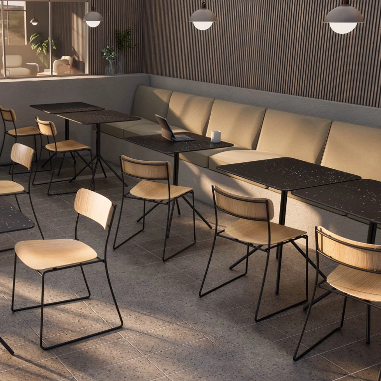 Table KOMBU 84 Carrée Coquillages Noir NOMA