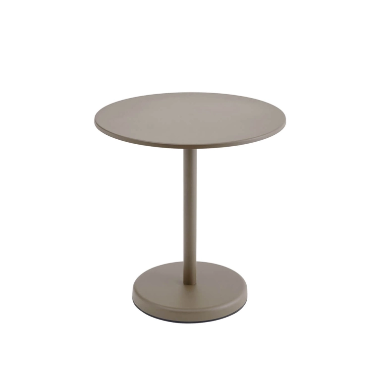 Table extérieure LINEAR STEEL CAFÉ Ø 70 Taupe MUUTO