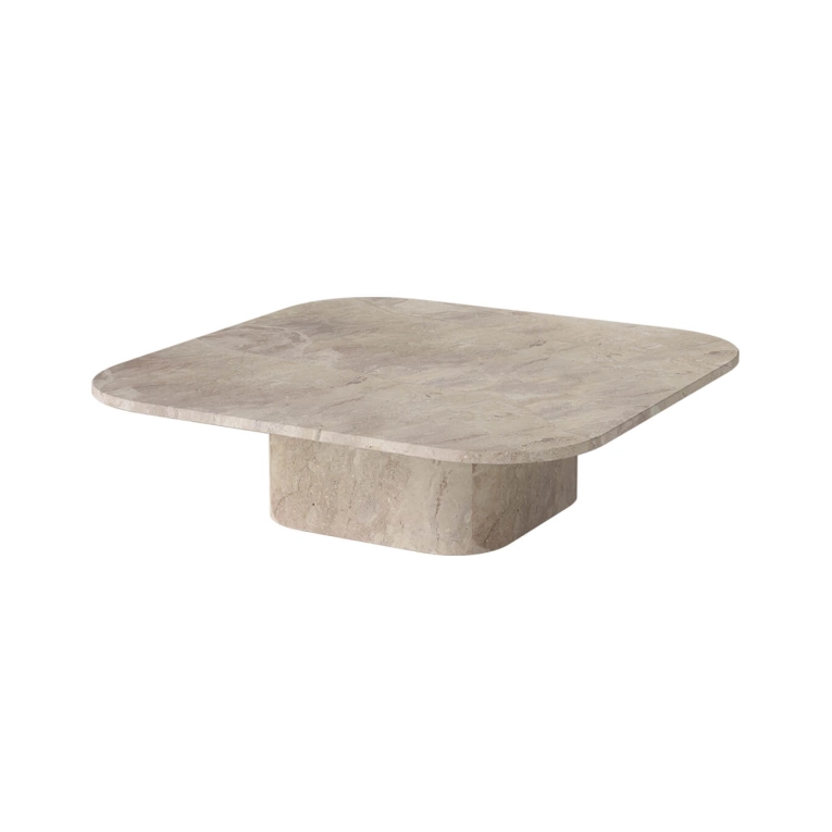 Table basse EIDA 100x100 H 28 Marbre Beige BOLIA