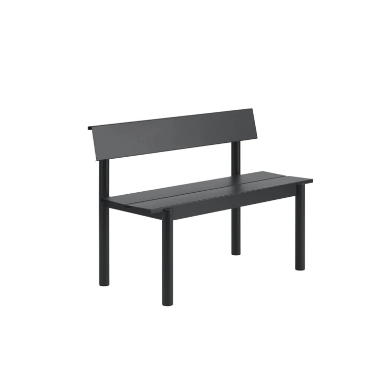 Banc extérieur LINEAR STEEL avec dossier L 110 Noir MUUTO