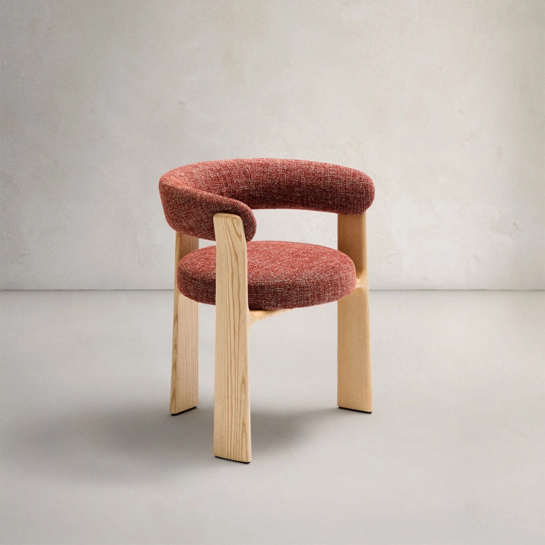 GRANITE 3 pieds Tissu Chenille terracotta / Frêne naturel KAVE HOME