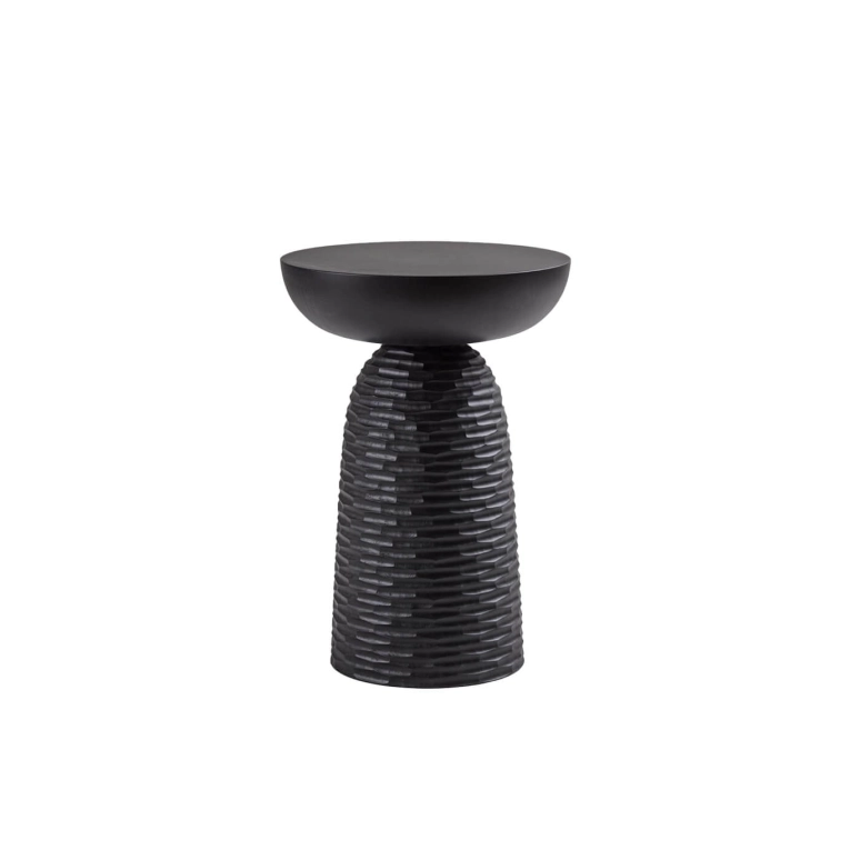 Tabouret NERA base pleine à  découpes sculptées Érable noir ZANAT