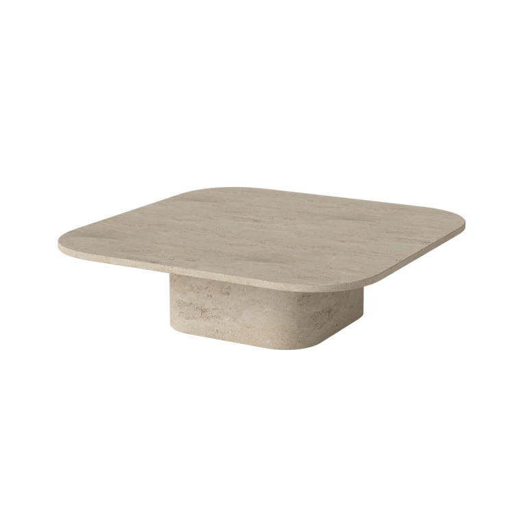 Table basse EIDA 100x100 H 28 Travertin Sable BOLIA
