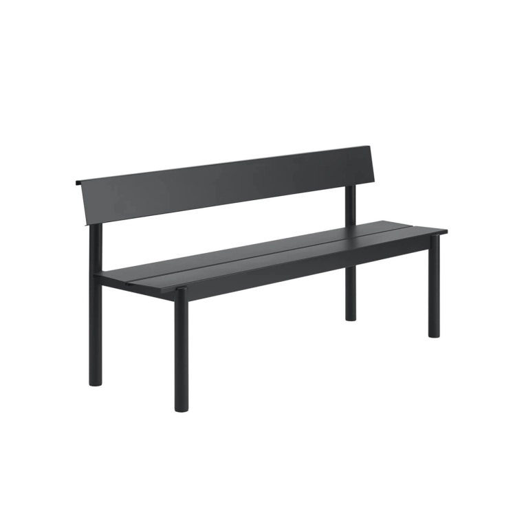 Banc extérieur LINEAR STEEL avec dossier L 170 Noir MUUTO