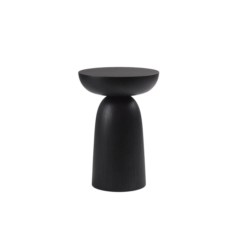 Tabouret NERA base pleine à lignes sculptées érable noir ZANAT