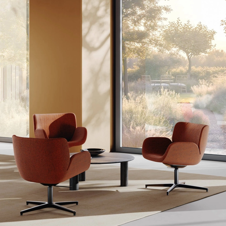 Fauteuil CARI LOUNGE Pied central pivotant Remix 716 ARPER