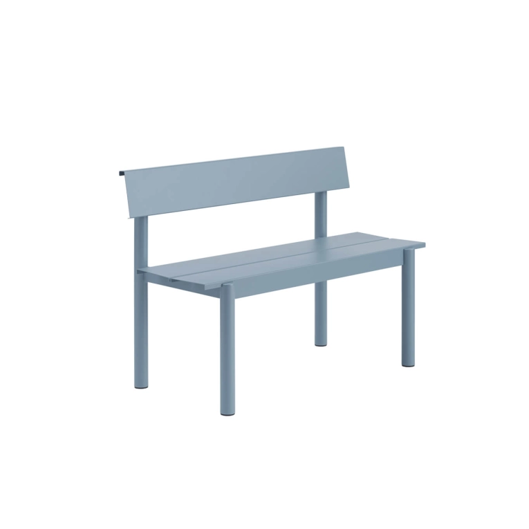 Banc extérieur LINEAR STEEL avec dossier L 110 Bleu pâle MUUTO