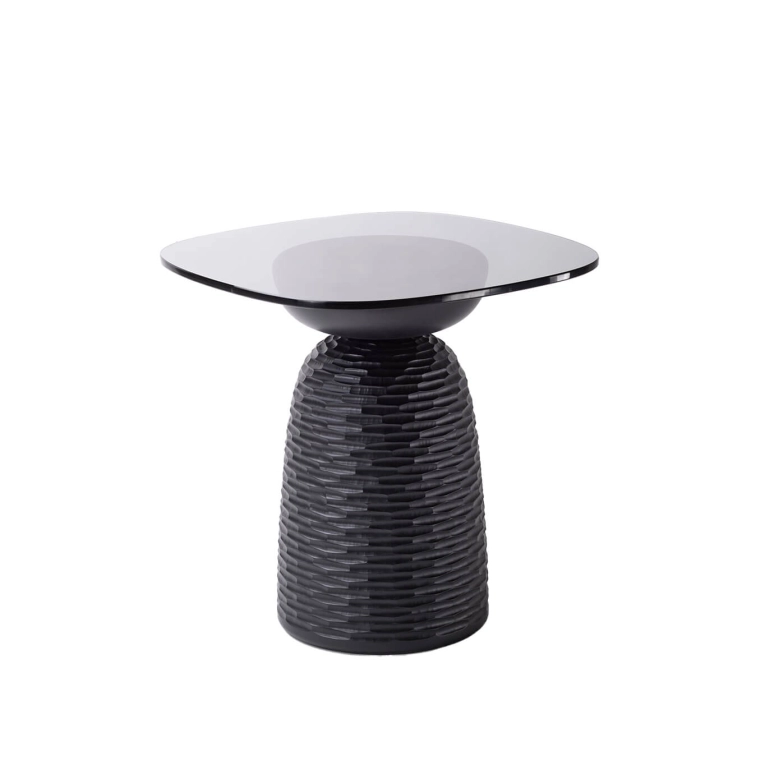 Side Table NERA full base carved lines Maple black ZANAT