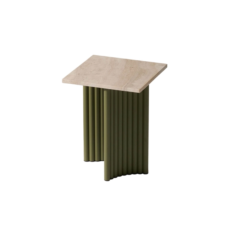 Table basse extérieure VIDALENTA  37x37 Tavertin/ Vert Mousse CASSINA