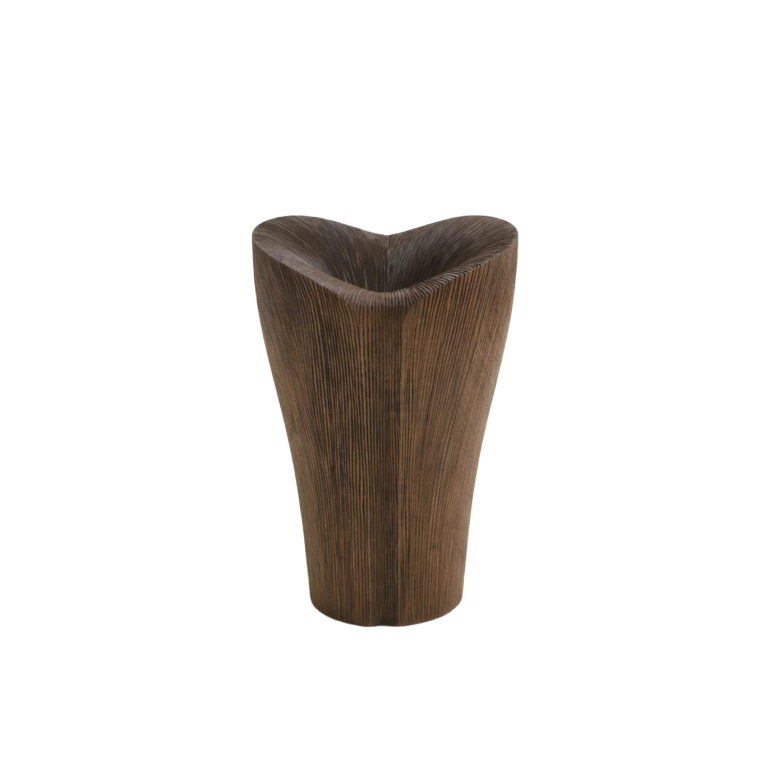 Centre de table & corbeille KALA tall base entièrement sculptée Noyer ZANAT