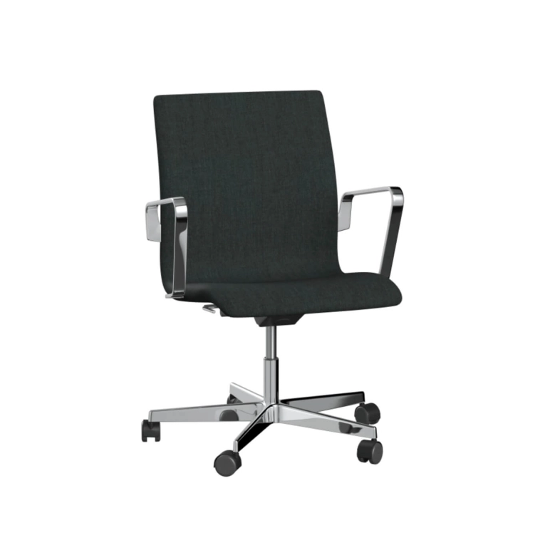 Fauteuil de bureau OXFORD 3291W dossier bas accoudoirs Remix 173/Gris bleu foncé acier chromé FRITZ HANSEN