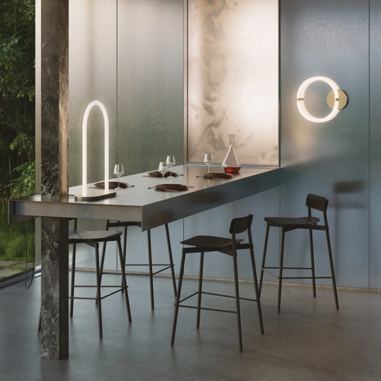 Tabouret haut FROMME H75 Or PETITE FRITURE