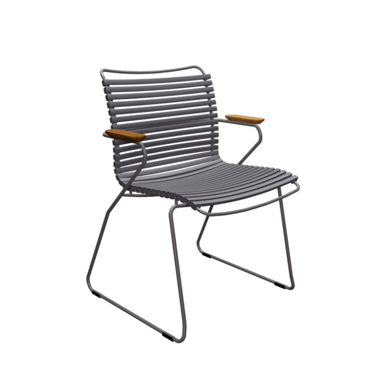 Chaise extérieur Chaise CLICK avec accoudoirs Gris foncé HOUE