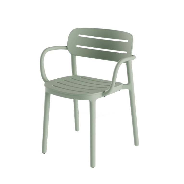 Chaise extérieur CROISETTE avec accoudoirs Menta verde SERRALUNGA