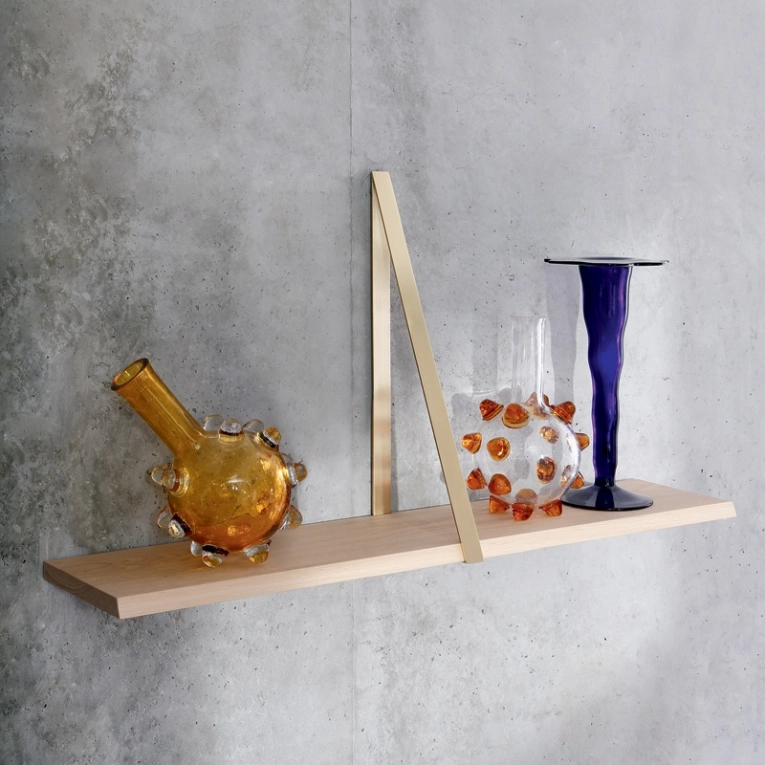 Etagère T-SQUARE support laiton Chêne COEDITION